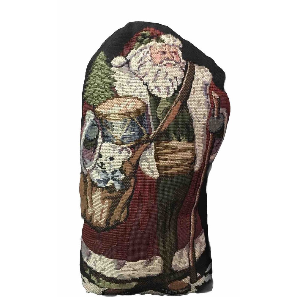 Santa Christmas Tapestry Door Stop Pillow Standing